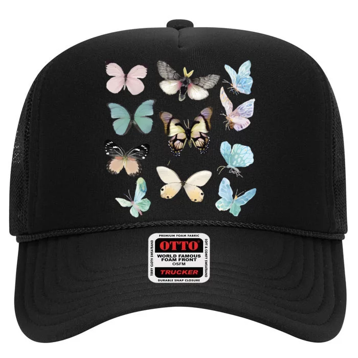 Butterflies Nature Lover High Crown Mesh Trucker Hat