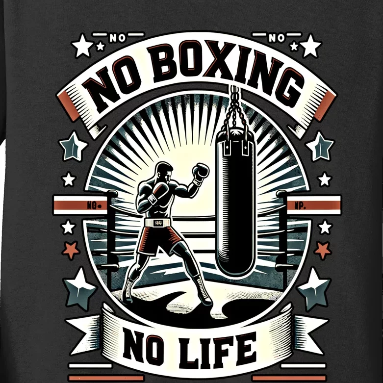 Boxing No Life Boxing Bag Ring Machine Gear Gift Kids Long Sleeve Shirt