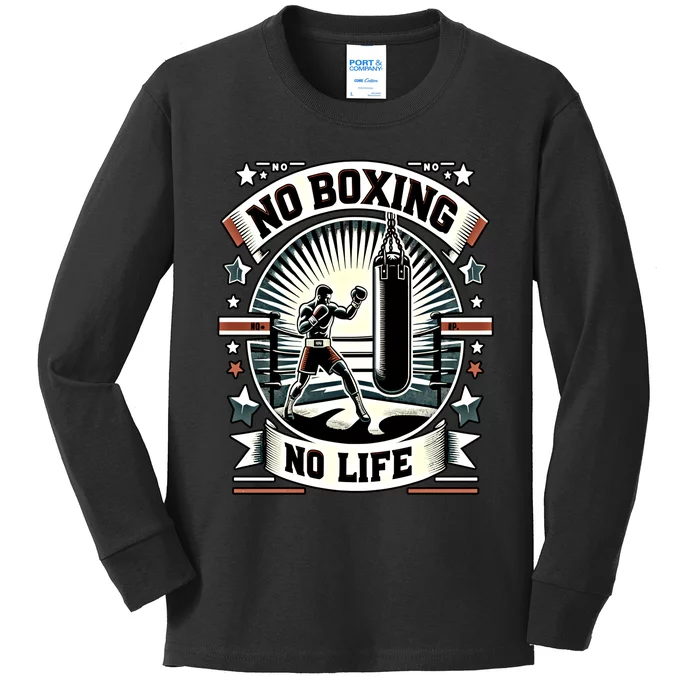 Boxing No Life Boxing Bag Ring Machine Gear Gift Kids Long Sleeve Shirt