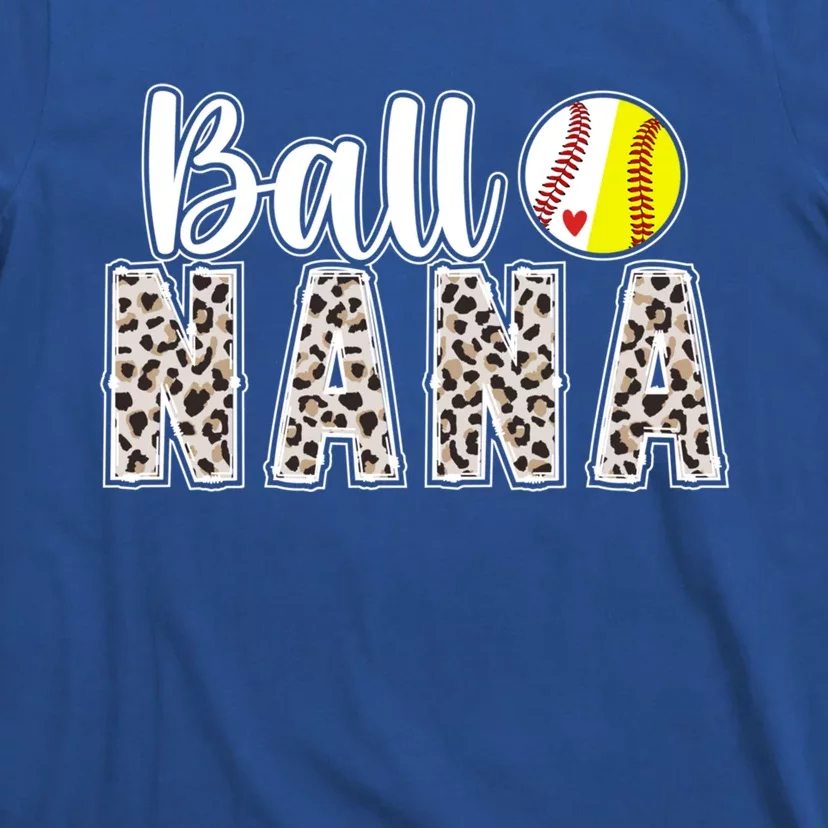 Ball Nana Leopard Softball Baseball Nana Grandma Cute Gift T-Shirt