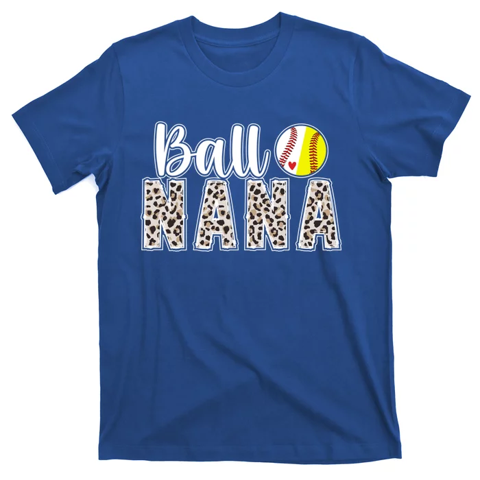 Ball Nana Leopard Softball Baseball Nana Grandma Cute Gift T-Shirt