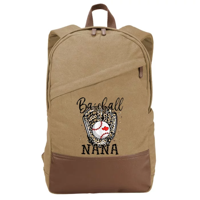 Baseball Nana Leopard Game Day Baseball Lover Mothers Day Cotton Canvas Backpack