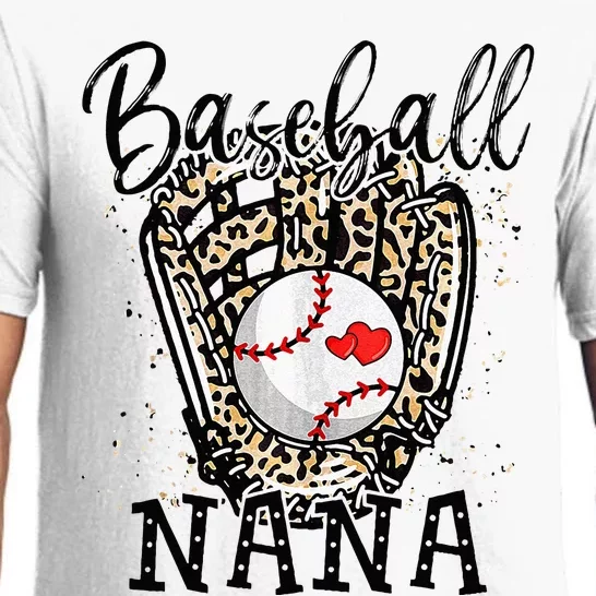 Baseball Nana Leopard Game Day Baseball Lover Mothers Day Pajama Set