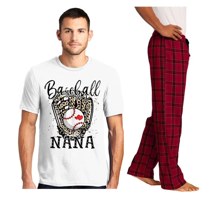 Baseball Nana Leopard Game Day Baseball Lover Mothers Day Pajama Set