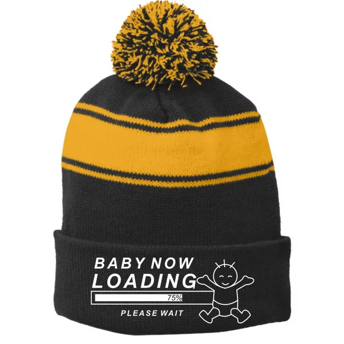 Baby Now Loading Funny Stripe Pom Pom Beanie