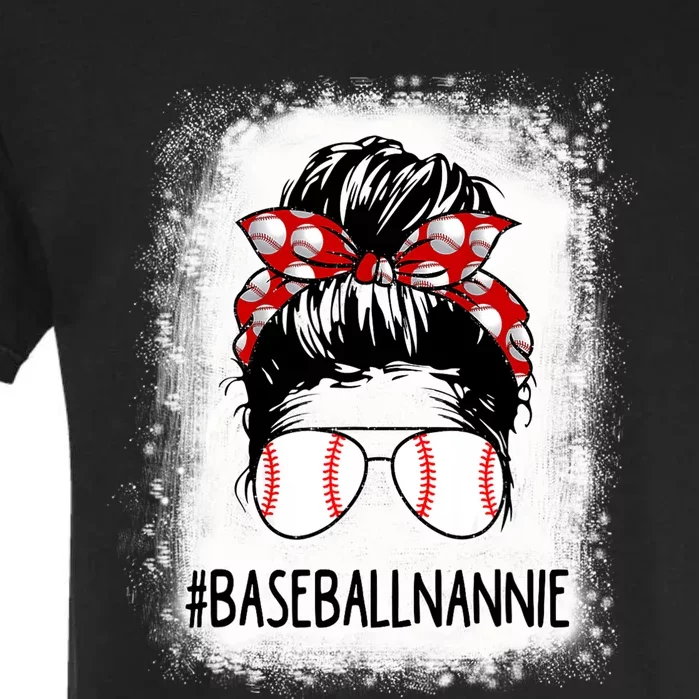 Bleached Nannie Life Messy Bun Softball Baseball Mothers Day Garment-Dyed Heavyweight T-Shirt