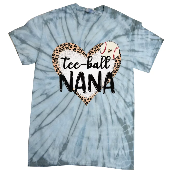 Ball Nana Leopard Print Heart Ball Mom Mothers Day Tie-Dye T-Shirt