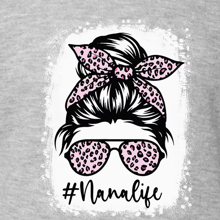 Bleached Nana Life Rainbow Leopard Messy Bun Mother's Day Toddler Sweatshirt