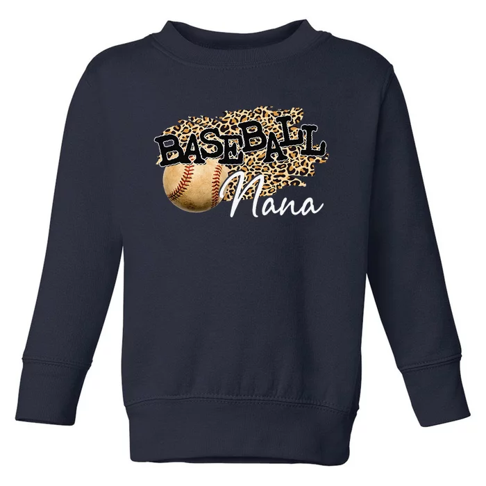 Baseball Nana Leopard Mother's Day Toddler Sweatshirt