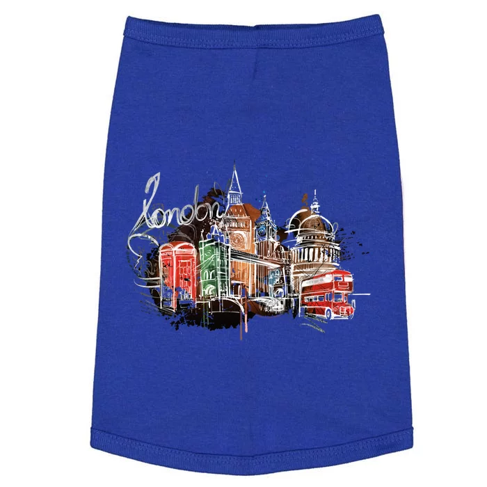 Beautiful Nighttime London England Colorful Artistic London Gift Doggie Tank