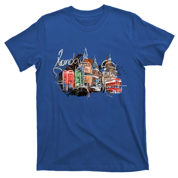 Beautiful Nighttime London England Colorful Artistic London Gift T-Shirt