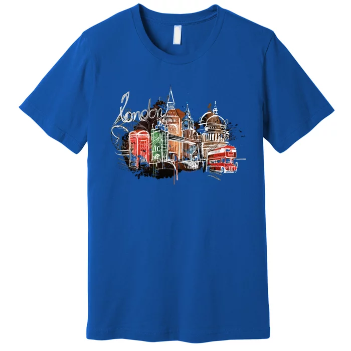 Beautiful Nighttime London England Colorful Artistic London Gift Premium T-Shirt