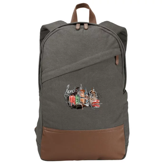 Beautiful Nighttime London England Colorful Artistic London Gift Cotton Canvas Backpack