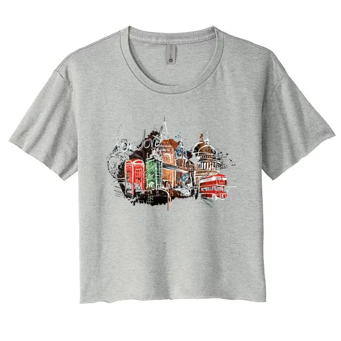 Beautiful Nighttime London England Colorful Artistic London Gift Women's Crop Top Tee