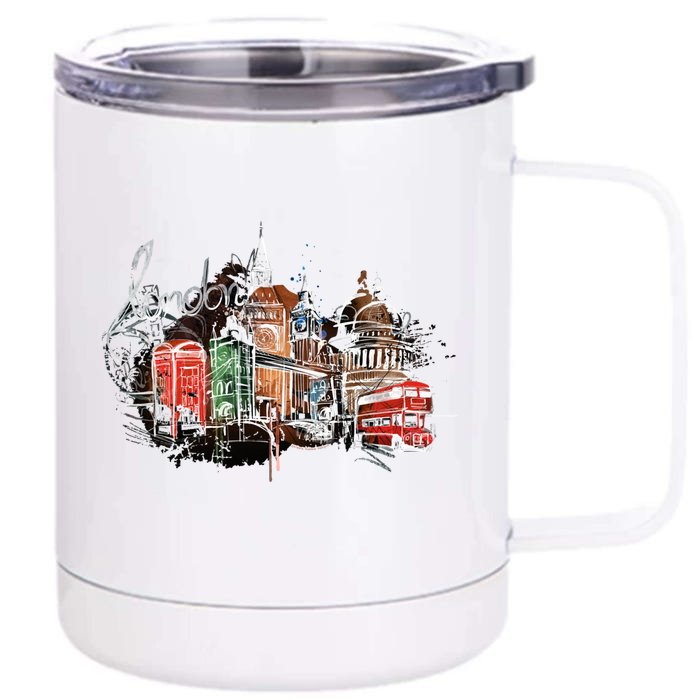 Beautiful Nighttime London England Colorful Artistic London Gift Front & Back 12oz Stainless Steel Tumbler Cup