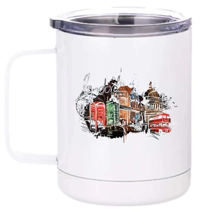 Beautiful Nighttime London England Colorful Artistic London Gift Front & Back 12oz Stainless Steel Tumbler Cup