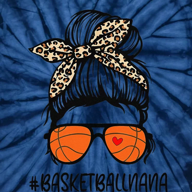 Basketball Nana Life Leopard Messy Bun Mother's Day Tie-Dye T-Shirt