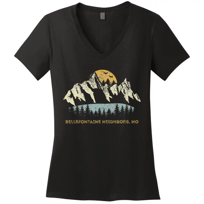 Bellefontaine Neighbors Missouri Mountain Sunset Sunrise Mo Women's V-Neck T-Shirt