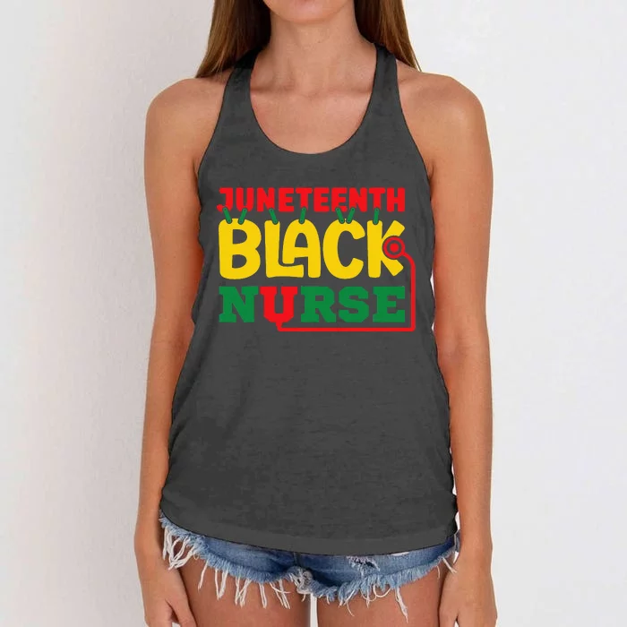 black nurse messy bun juneteenth celebrate 1865 June 19th Women's Knotted Racerback Tank