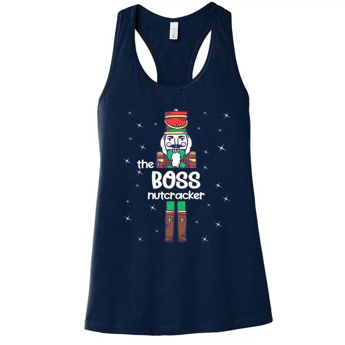 Boss Nutcracker Matching Family Group Christmas Party Pjs Women's Racerback Tank