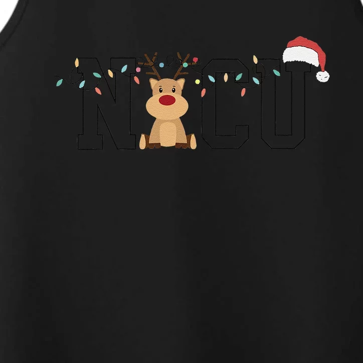 Bleached NICU Nurse Christmas Reindeer Xmas Lights Gift Performance Tank