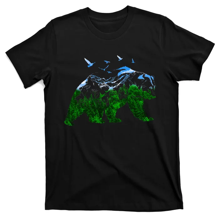 Bear Nature Outdoor Mountains Forest Trees Bear Wildlife T-Shirt