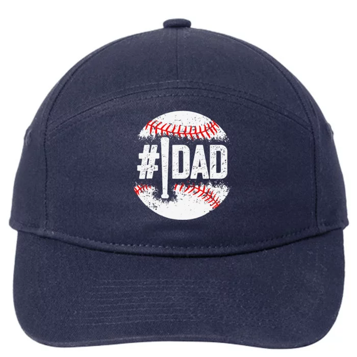 Baseball Number One Daddy Son Baseball Fathers Day 7-Panel Snapback Hat