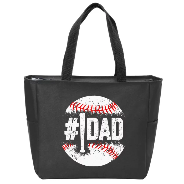 Baseball Number One Daddy Son Baseball Fathers Day Zip Tote Bag