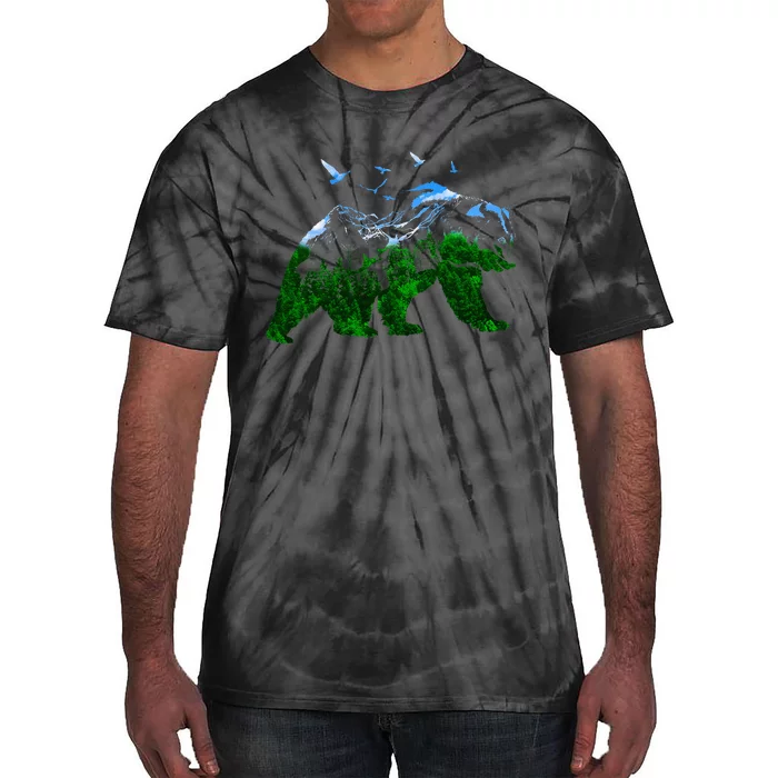 Bear Nature Outdoor Mountains Forest Trees Bear Wildlife Tie-Dye T-Shirt