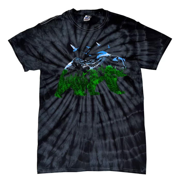 Bear Nature Outdoor Mountains Forest Trees Bear Wildlife Tie-Dye T-Shirt