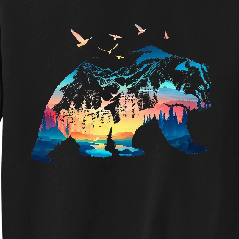 Bear Nature Outdoor Mountains Forest Trees Bear Wildlife Tall Sweatshirt