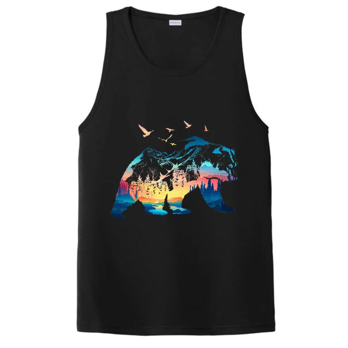 Bear Nature Outdoor Mountains Forest Trees Bear Wildlife Performance Tank