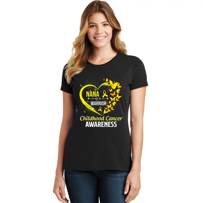 Butterfly Nana Of A Warrior Childhood Cancer Awareness Women's T-Shirt