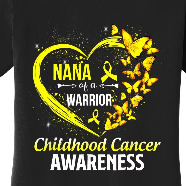 Butterfly Nana Of A Warrior Childhood Cancer Awareness Women's T-Shirt