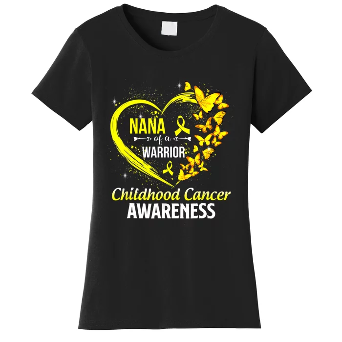 Butterfly Nana Of A Warrior Childhood Cancer Awareness Women's T-Shirt