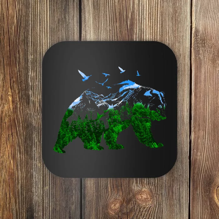 Bear Nature Outdoor Mountains Forest Trees Bear Coaster