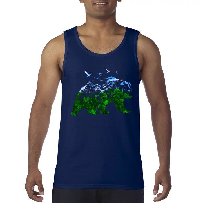 Bear Nature Outdoor Mountains Forest Trees Bear Wildlife Tank Top