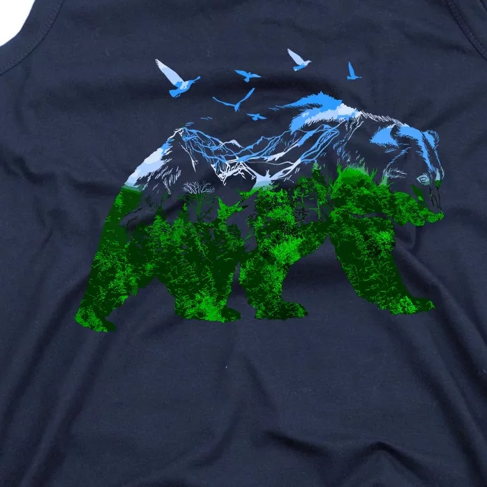 Bear Nature Outdoor Mountains Forest Trees Bear Wildlife Tank Top