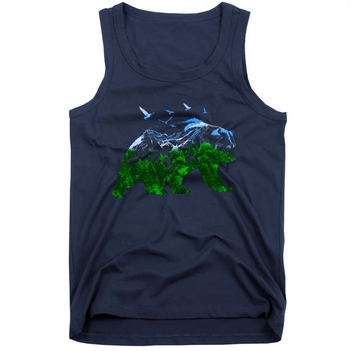 Bear Nature Outdoor Mountains Forest Trees Bear Wildlife Tank Top