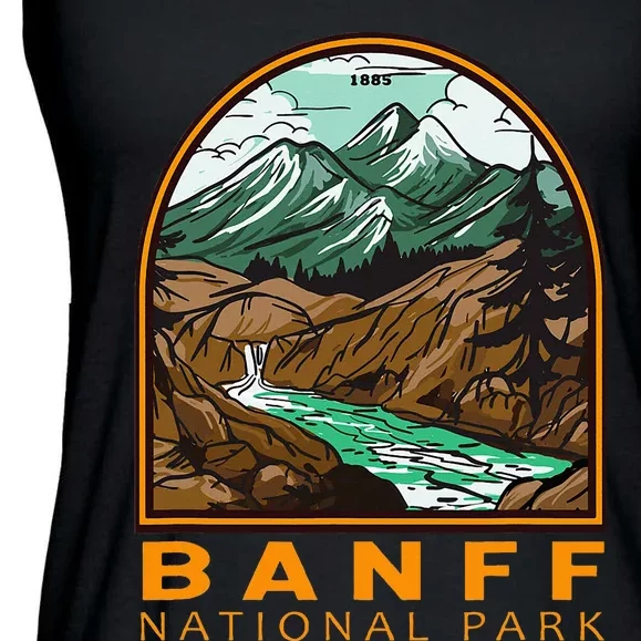 Banff National Park Canada Vintage Emblem Ladies Essential Flowy Tank