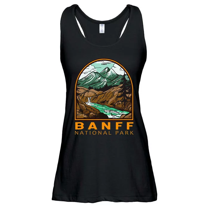 Banff National Park Canada Vintage Emblem Ladies Essential Flowy Tank