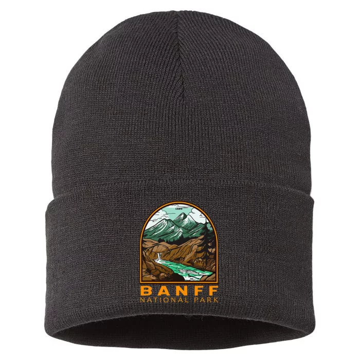 Banff National Park Canada Vintage Emblem Sustainable Knit Beanie