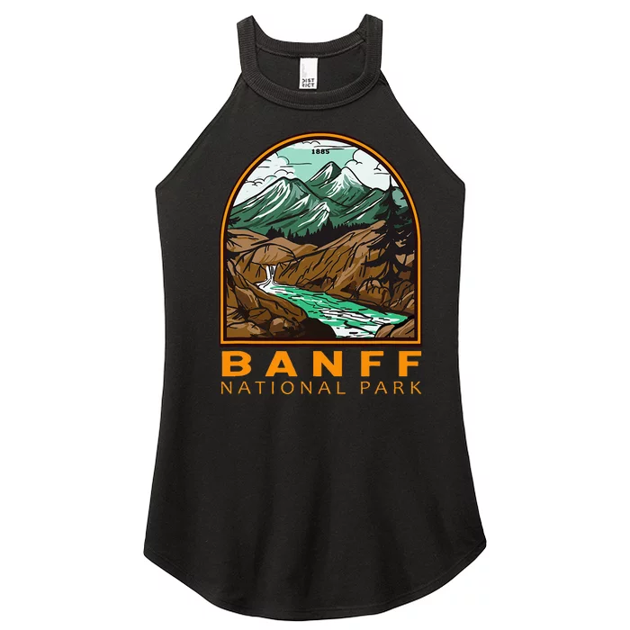 Banff National Park Canada Vintage Emblem Women’s Perfect Tri Rocker Tank