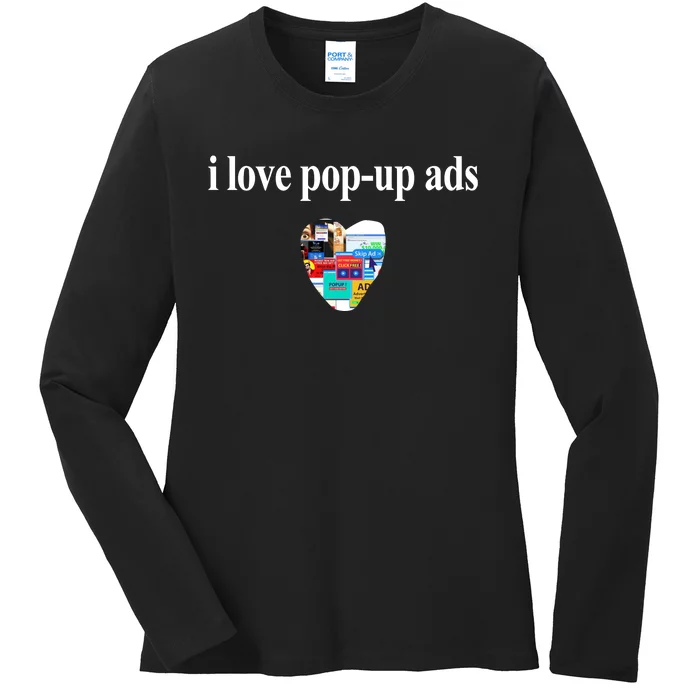 Bricks N’ Papers I Love Popup Ads Ladies Long Sleeve Shirt