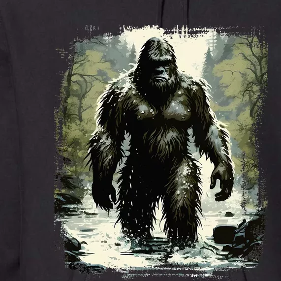 Bigfoot National Park Sasquatch Bigfoot Cryptid Camping Premium Hoodie