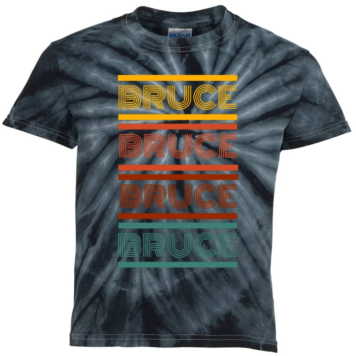 Bruce Name Personalized Vintage Retro Kids Tie-Dye T-Shirt