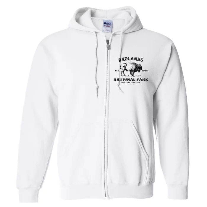 Badlands National Park South Dakota American Bison Souvenir Full Zip Hoodie