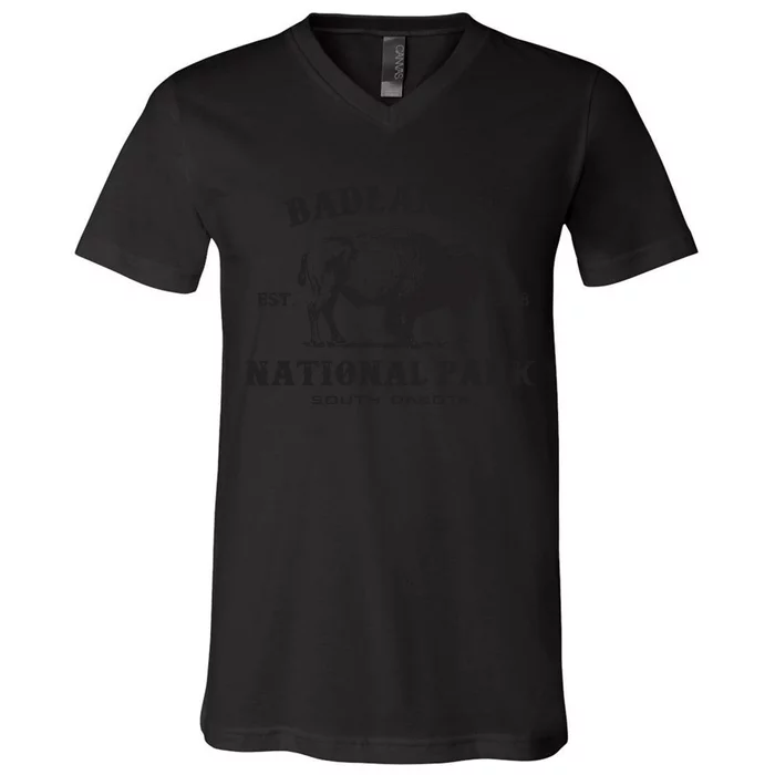 Badlands National Park South Dakota American Bison Souvenir V-Neck T-Shirt