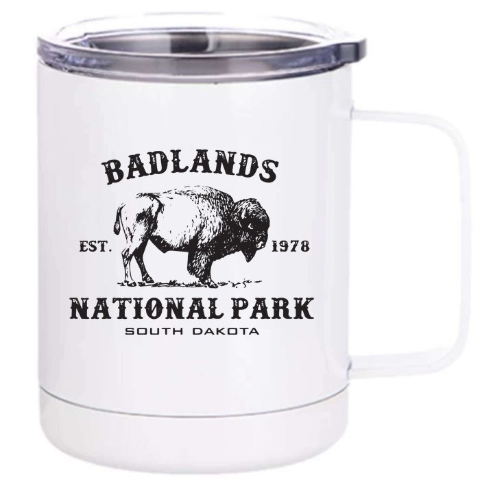 Badlands National Park South Dakota American Bison Souvenir Front & Back 12oz Stainless Steel Tumbler Cup