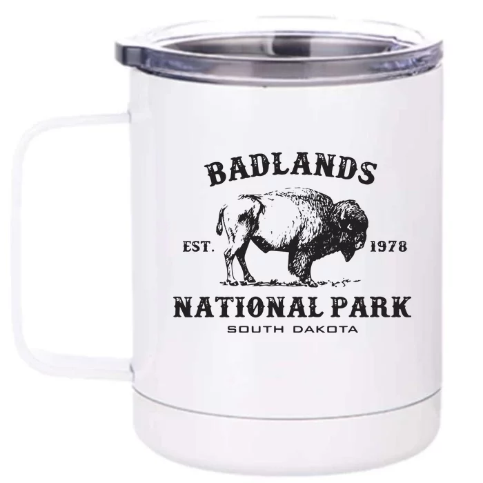 Badlands National Park South Dakota American Bison Souvenir Front & Back 12oz Stainless Steel Tumbler Cup